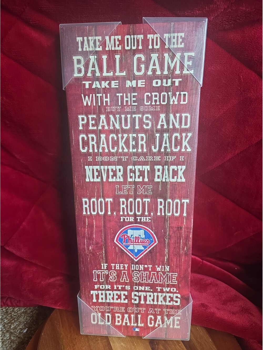 Philadelphia Phillies "Take Me Out To The Ball Game" Canvas Wall Art Sign 20"